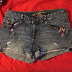 Red white and blue jean shorts